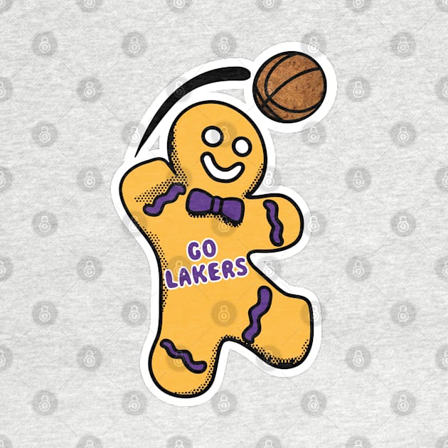 Los Angeles Lakers Gingerbread Man by Rad Love